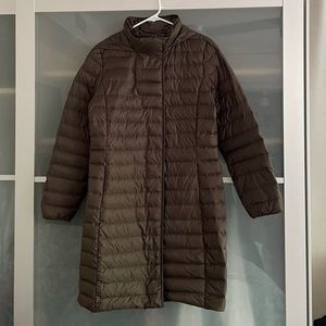 COLE HAAN Olive Hooded Packable Down Fill Puffer Coat